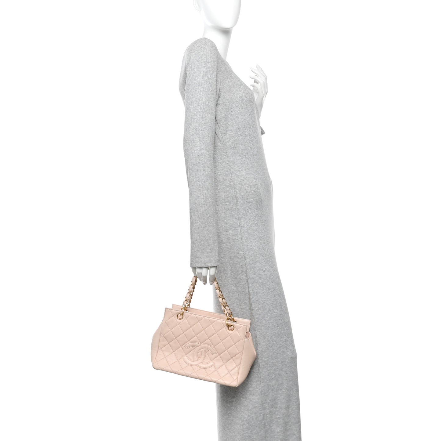 Lambskin Quilted Petit Timeless Shopping Tote PTT Beige