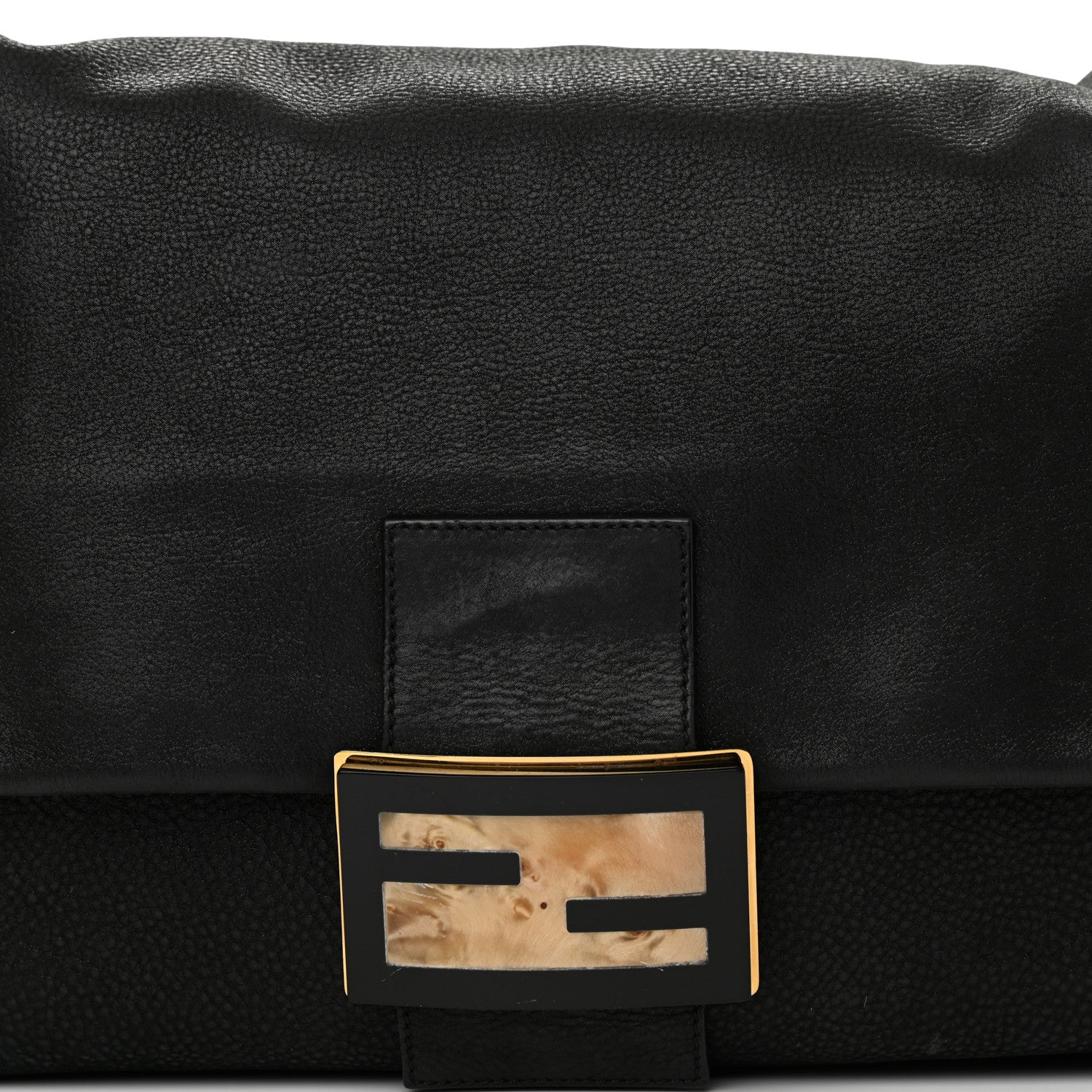 Fendi Vitello Savana Big Mama Baguette Black Tartaruga Natural 9 of 15