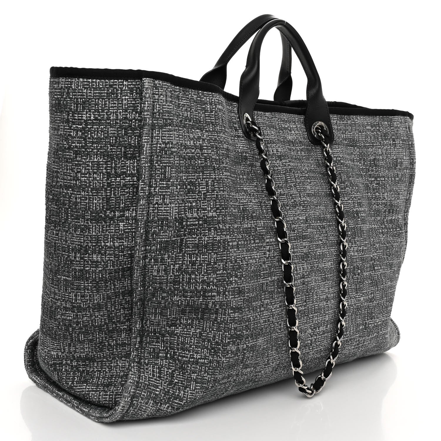 Chanel Mixed Fibers Extra Large Deauville Tote Charcoal 3 of 11