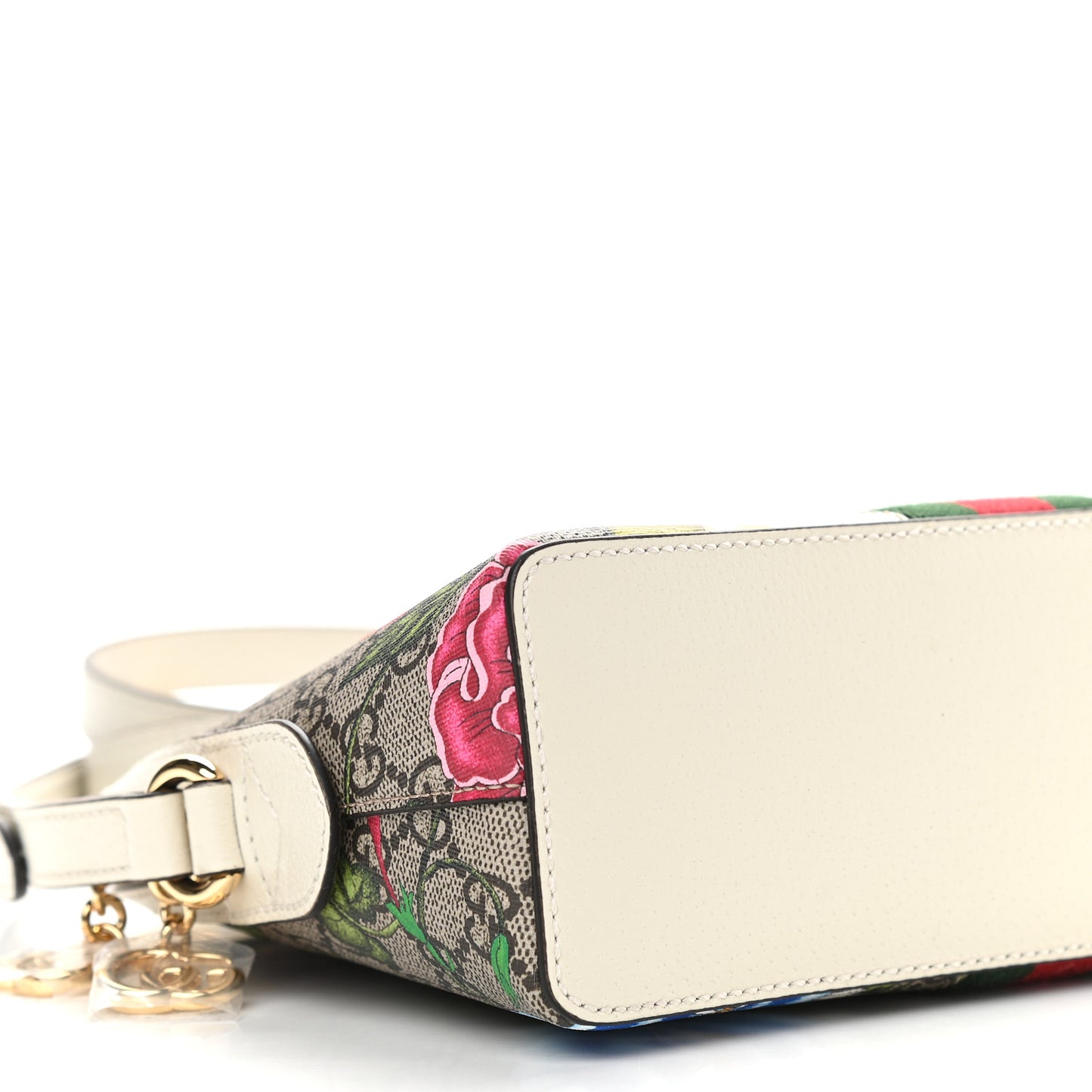 GG Supreme Monogram Flora Web GG Small Ophidia Dome Shoulder Bag White
