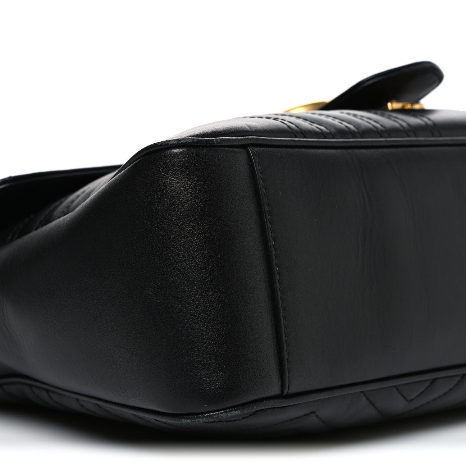 Gucci Calfskin Matelasse Medium GG Marmont Shoulder Bag Black 9 of 12