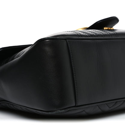 Gucci Calfskin Matelasse Medium GG Marmont Shoulder Bag Black 9 of 12