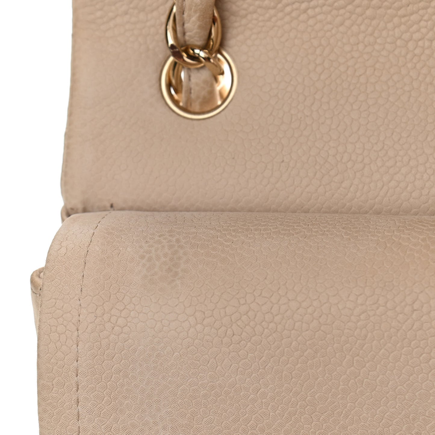 Iridescent Caviar Quilted Jumbo Double Beige