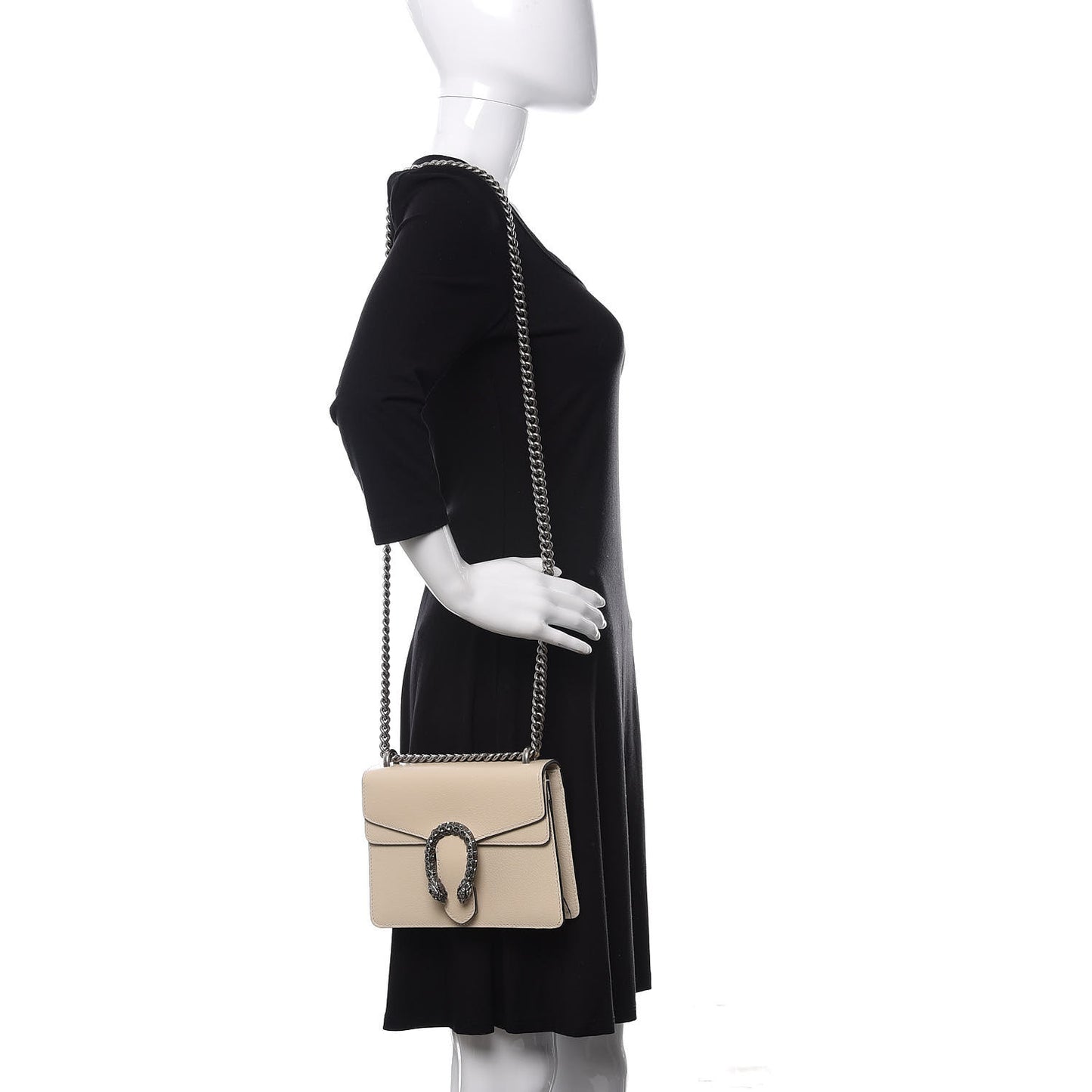 Textured Calfskin Crystal Mini Dionysus Shoulder Bag Mystic White