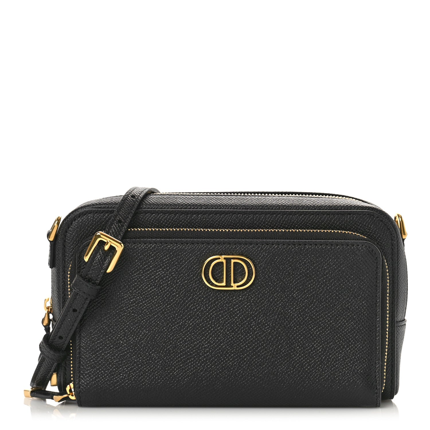 Christian Dior Grained Calfskin Caro Double Pouch Black 1 of 8