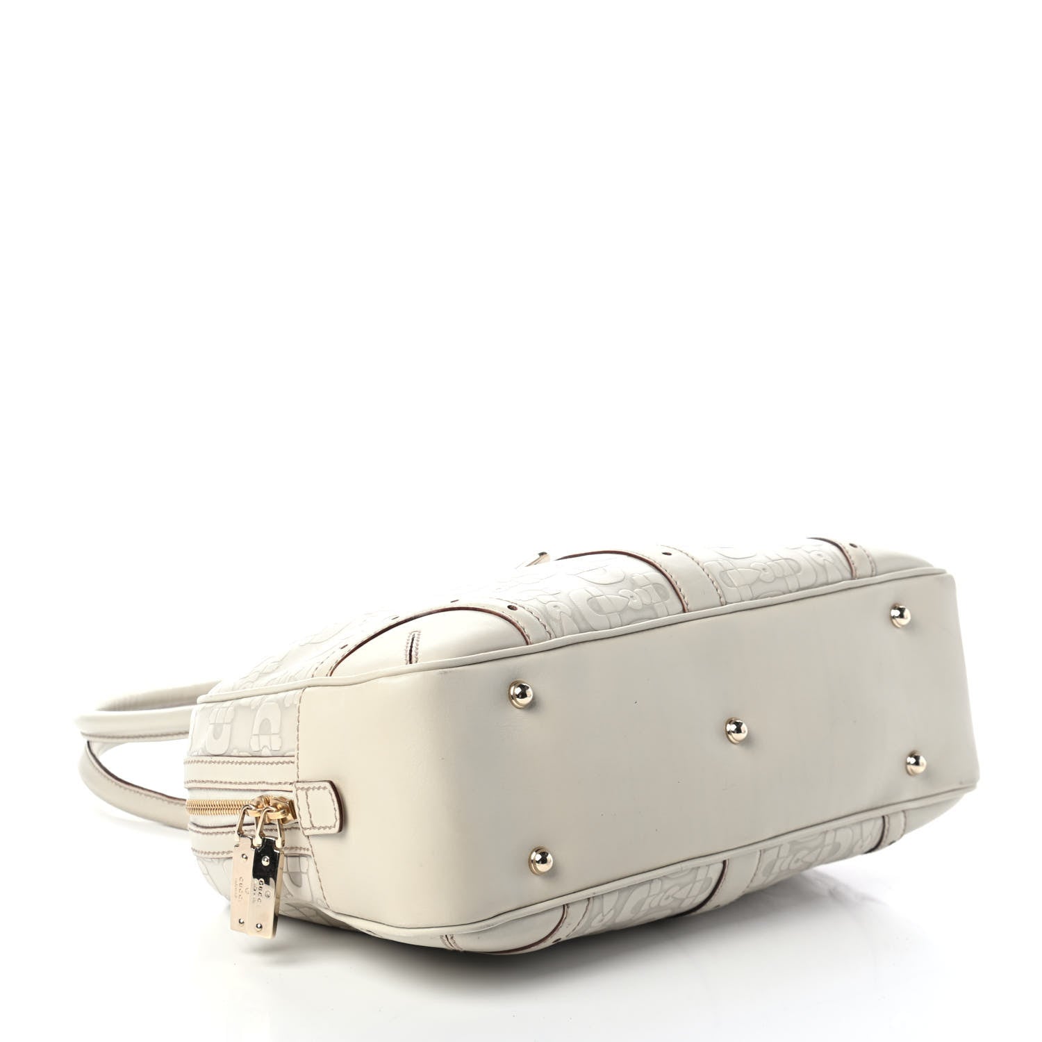 Gucci Canvas Horsebit Glam Boston Tote Bag Off White 3 of 4