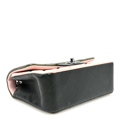 Chanel Lambskin Quilted Tri-Color Mini Rectangular Flap Green Pink 4 of 10