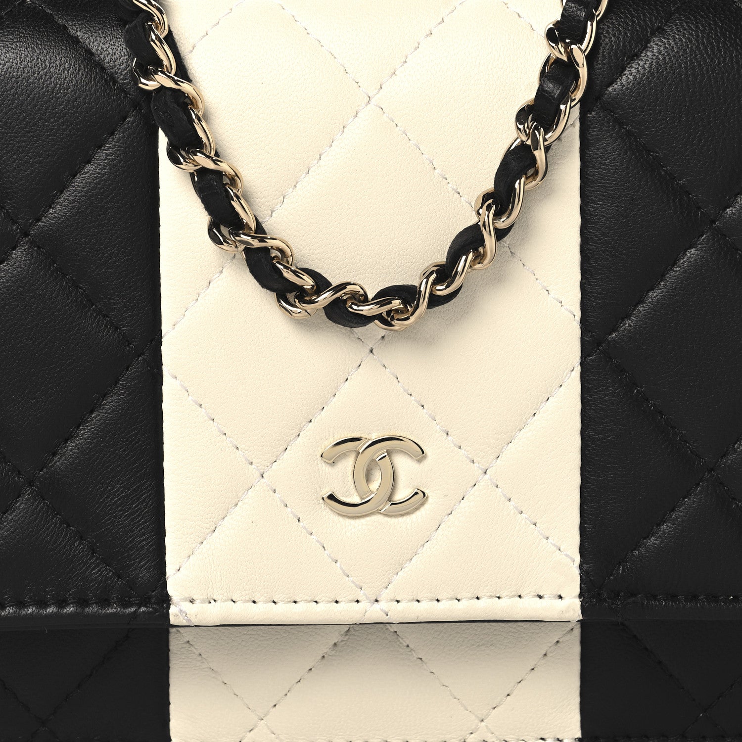 Chanel Lambskin Quilted Wallet On Chain WOC White Black 9 of 11