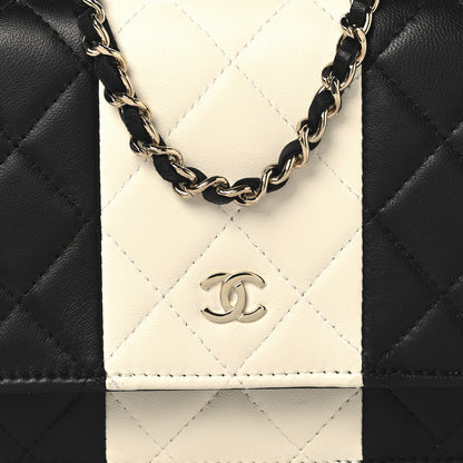 Chanel Lambskin Quilted Wallet On Chain WOC White Black 9 of 11