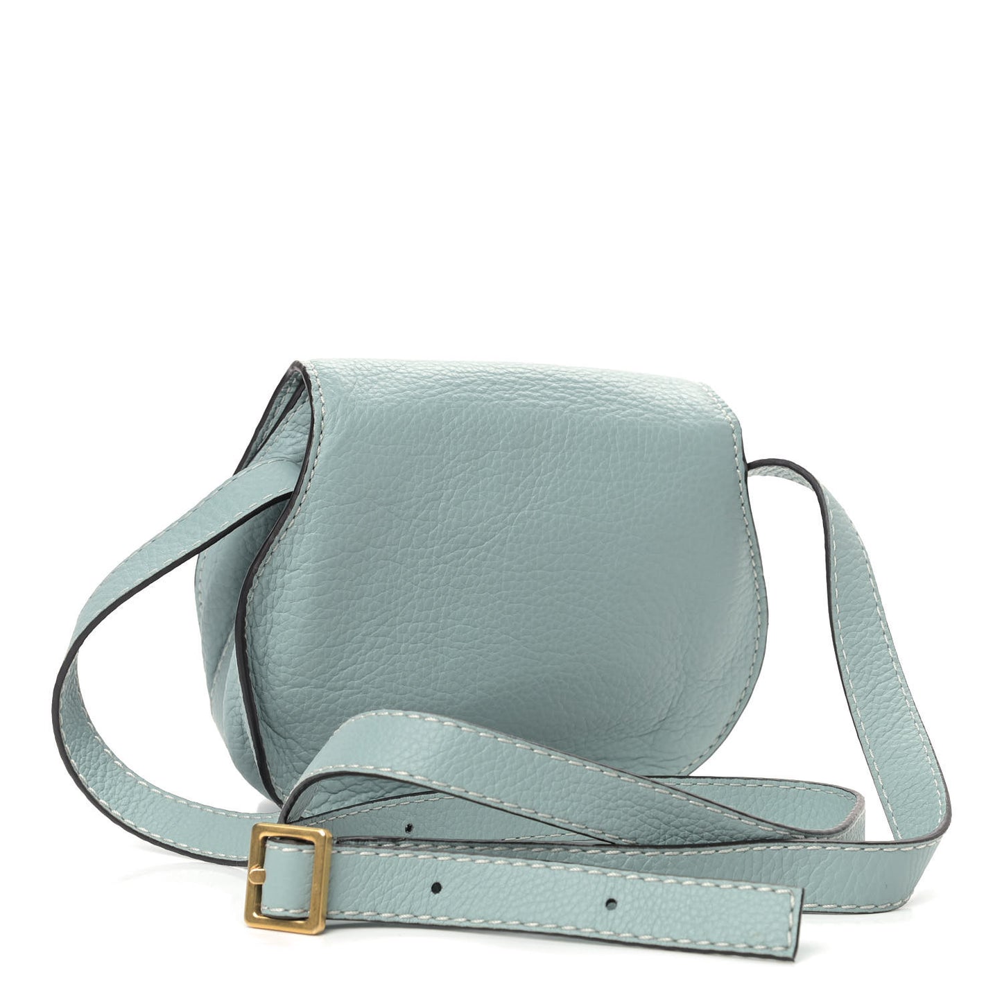 Calfskin Marcie Round Crossbody Bag Faded Blue