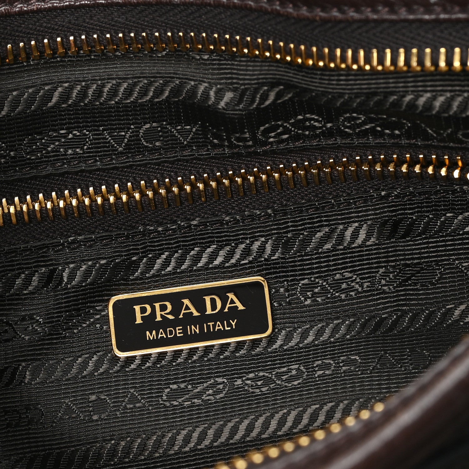 Prada Glossy Calfskin Triangle Medium Bonnie Shoulder Bag Dark Brown 6 of 9