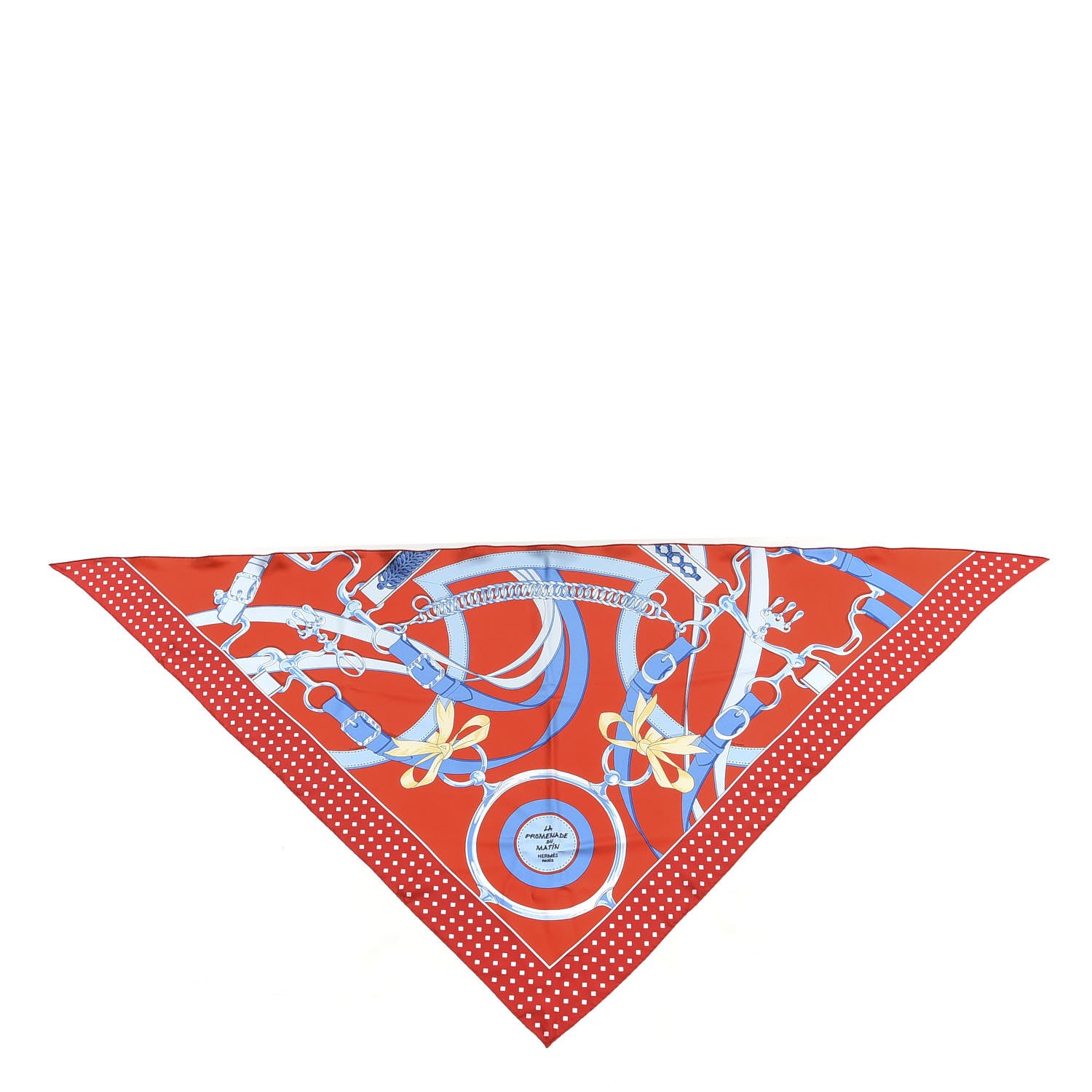 Hermes Silk La Promenade Du Matin Giant Pointe Triangle Scarf Rouge Bleu Blanc 1 of 3