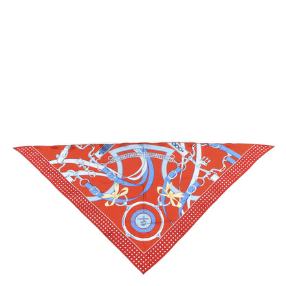 Hermes Silk La Promenade Du Matin Giant Pointe Triangle Scarf Rouge Bleu Blanc 1 of 3