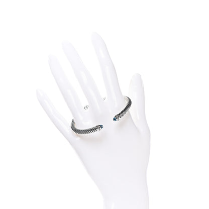 David Yurman Sterling Silver Diamond Blue Topaz 5mm Cable Classics Bracelet 2 of 6