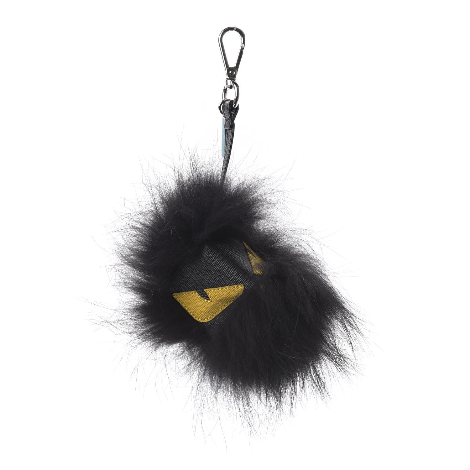 Fendi Vitello Elite Fox Fur Fusto Monster Bag Bug Charm Black Yellow 1 of 4