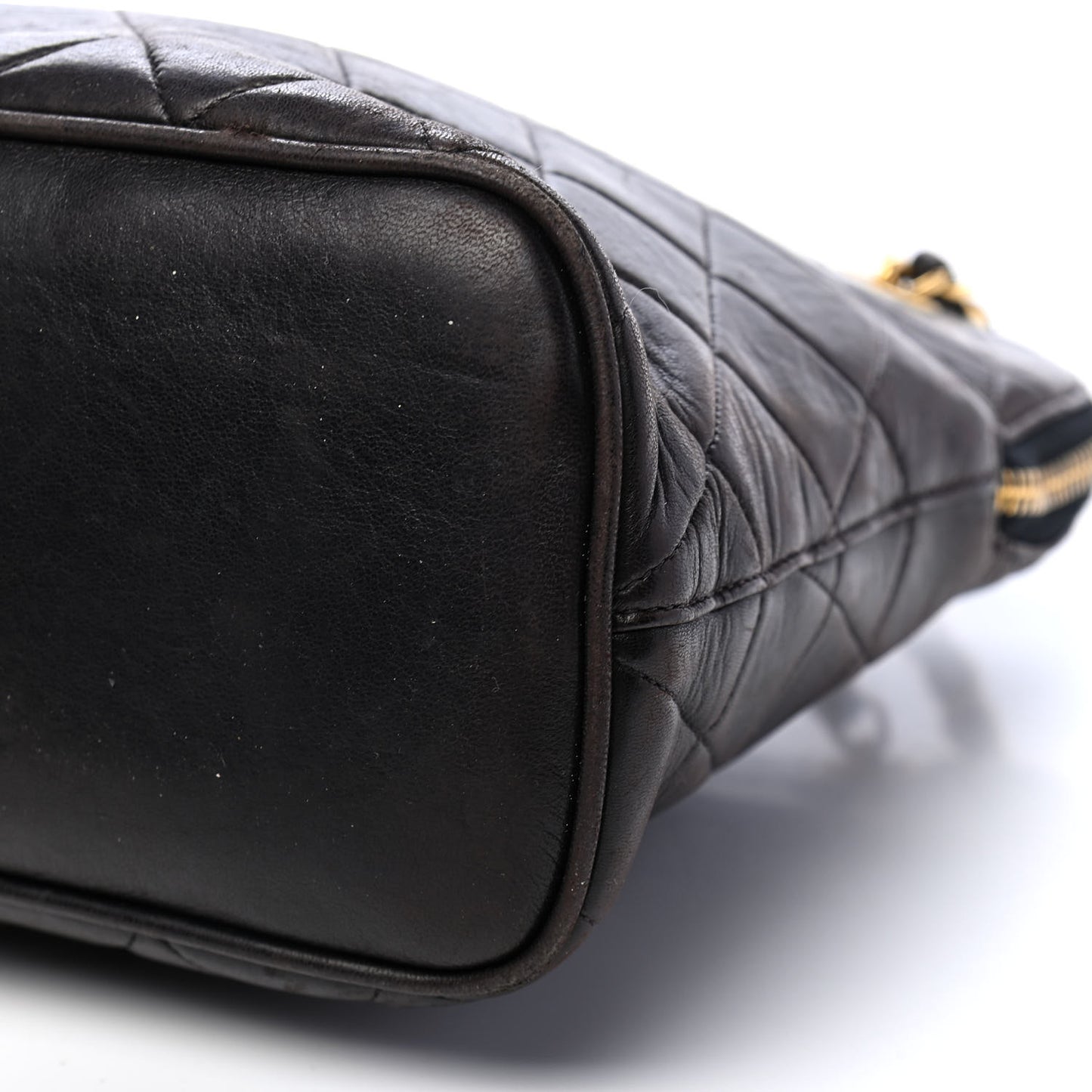 Lambskin Quilted Shopping Tote Black