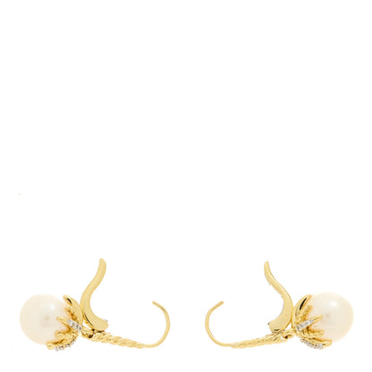 David Yurman 18K Yellow Gold Diamond 9.5mm Pearl Starburst Drop Earrings 3 of 4