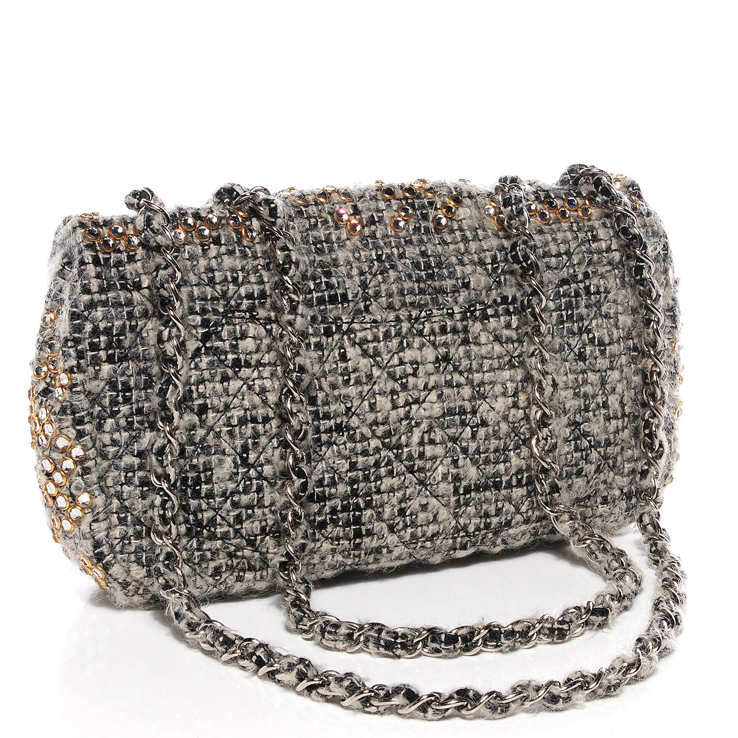 Chanel Mohair Swarovski Crystal Jumbo Flap Grey 3 of 9