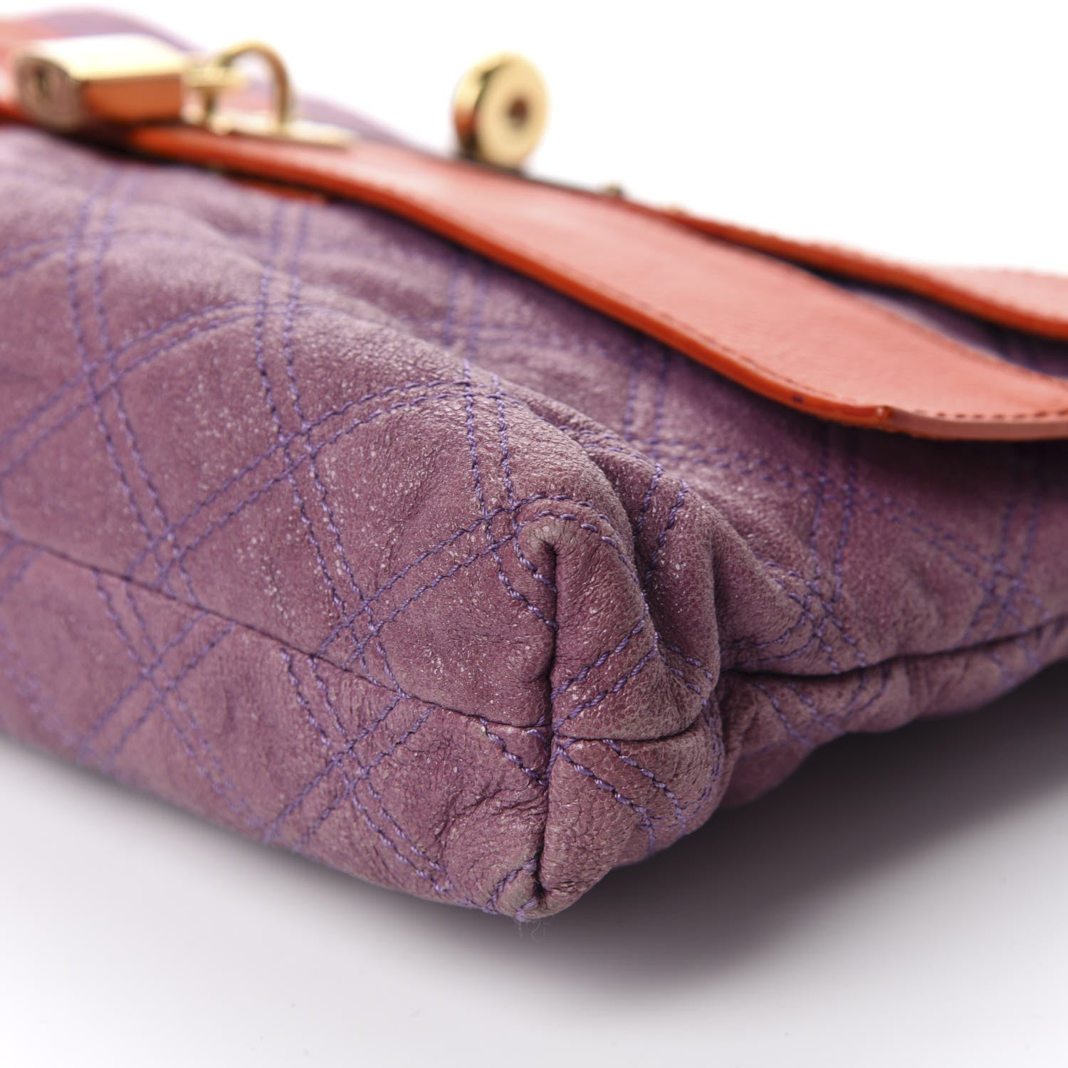Marc Jacobs Calfskin Quilted Clutch Purple Orange 8 of 10