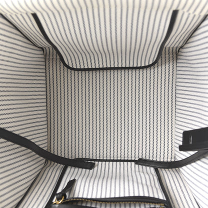 Celine Cotton Canvas Striped Medium Phantom Luggage White Navy 5 of 10