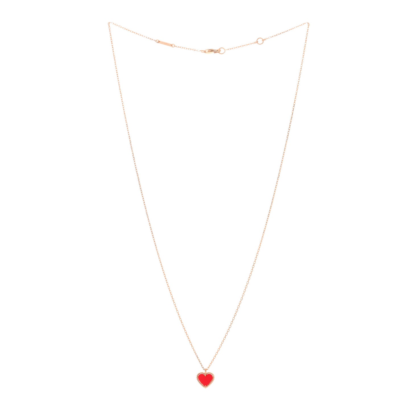 18K Rose Gold Carnelian Sweet Alhambra Heart Pendant Necklace
