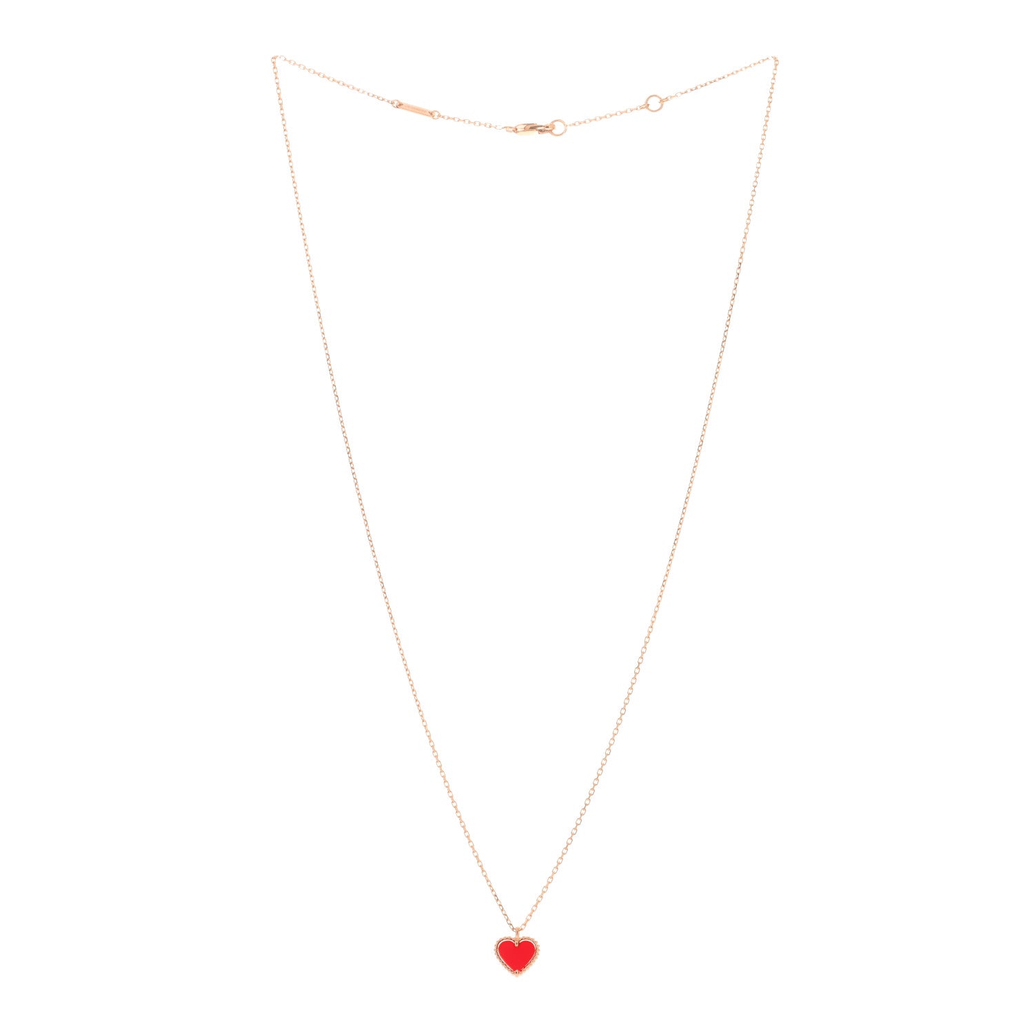 Van Cleef & Arpels 18K Rose Gold Carnelian Sweet Alhambra Heart Pendant Necklace 2 of 4