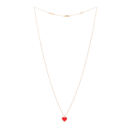Van Cleef & Arpels 18K Rose Gold Carnelian Sweet Alhambra Heart Pendant Necklace 2 of 4