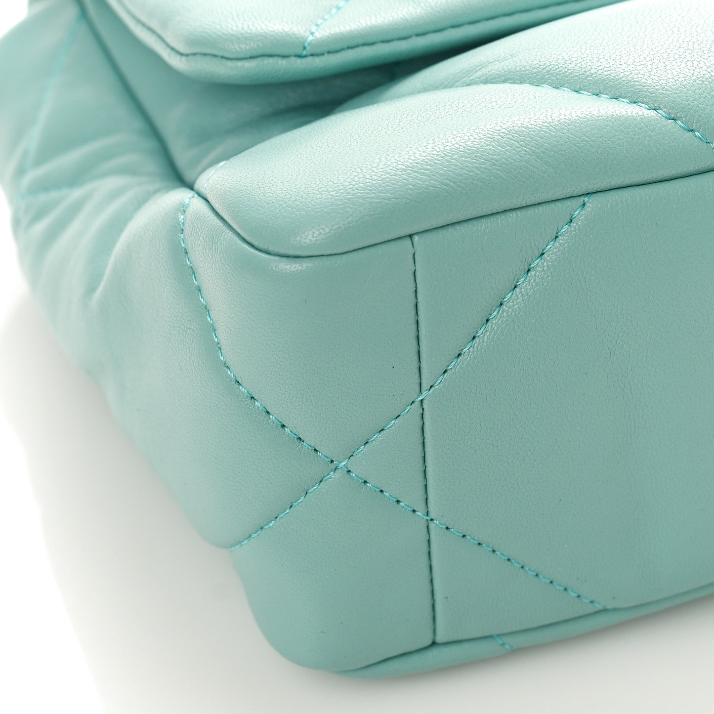 Shiny Lambskin Quilted Medium Chanel 19 Flap Light Blue