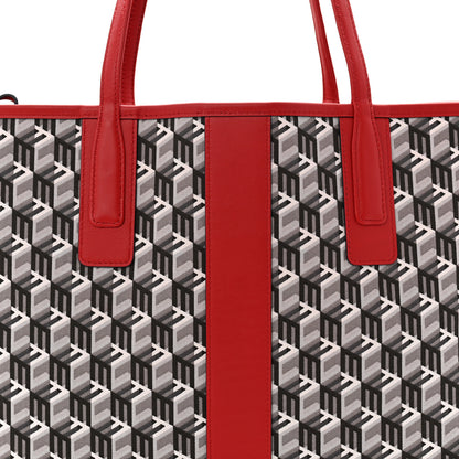 MCM Visetos Medium Liz Reversible Shopper Tote Candy Red 10 of 15