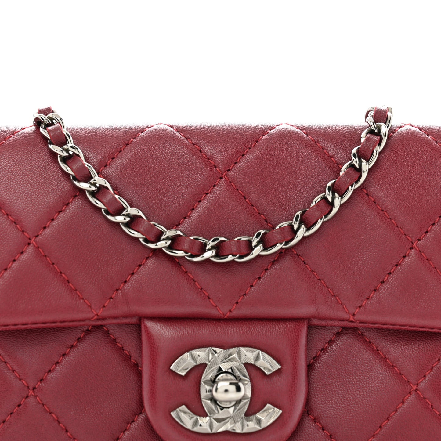 Lambskin Quilted Mini Mineral Nights Flap Crossbody Bag Dark Red