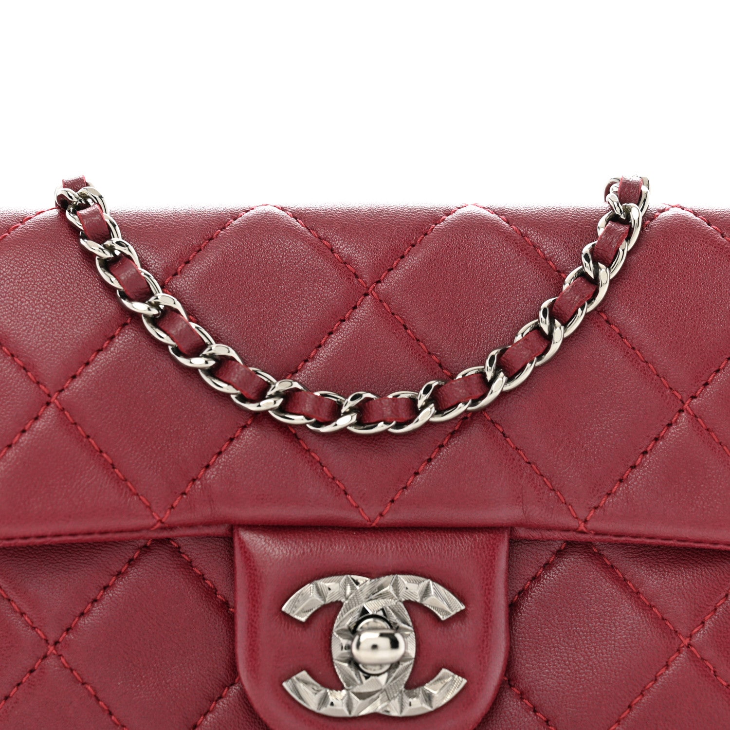 Chanel Lambskin Quilted Mini Mineral Nights Flap Crossbody Bag Dark Red 8 of 14