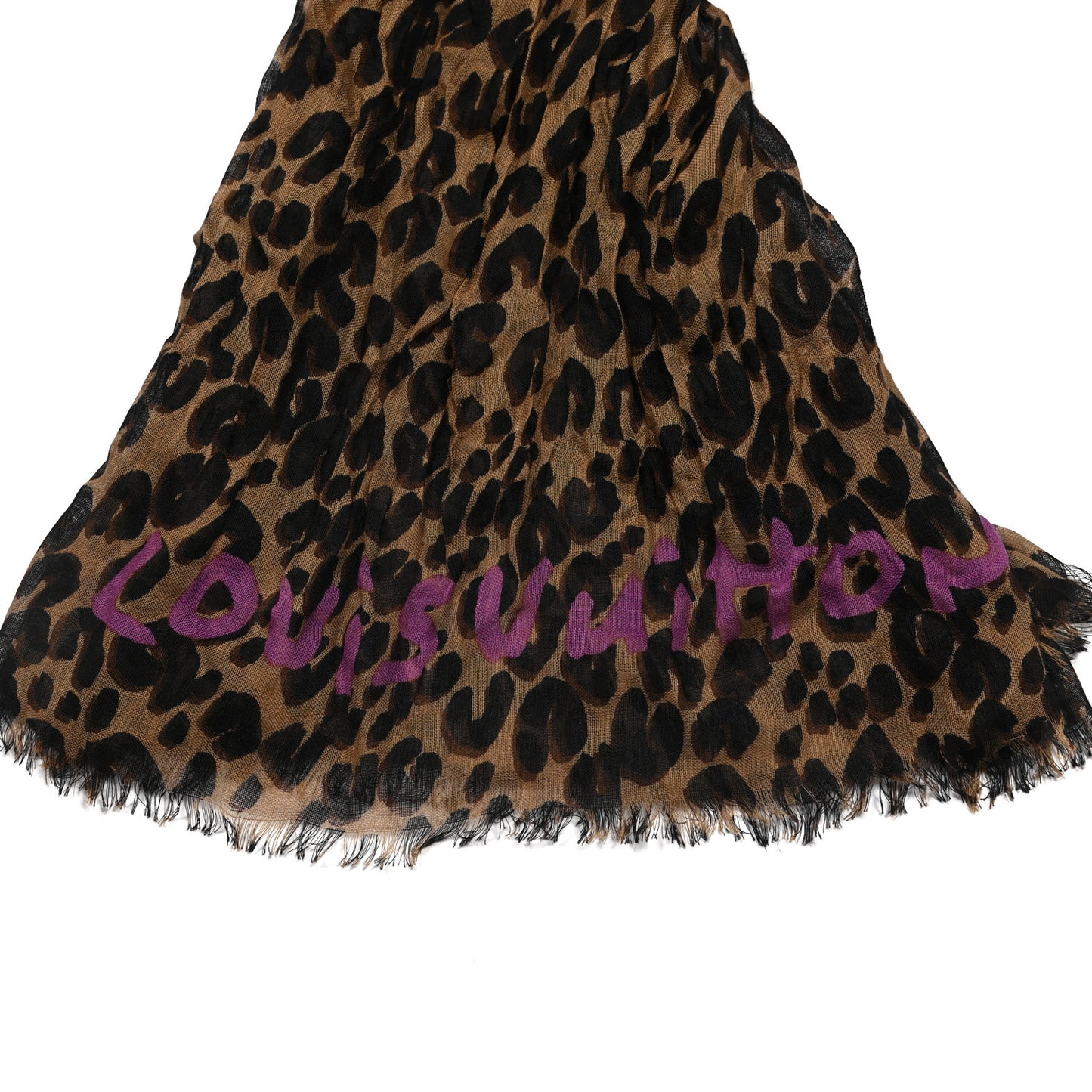 Cashmere Silk Leopard Etole Stole Marron