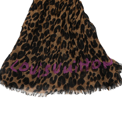 Louis Vuitton Cashmere Silk Leopard Etole Stole Marron 3 of 4
