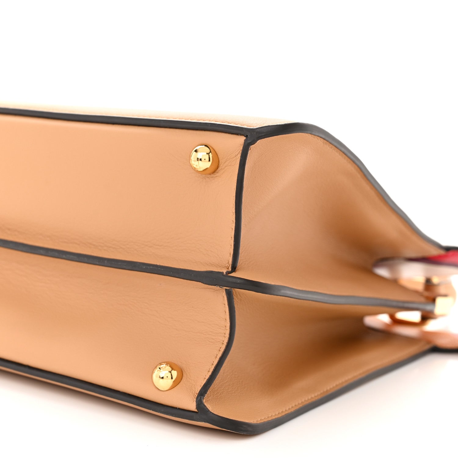 Fendi Vitello Seta Nappa FF Striped Embossed Medium Peekaboo I SEE U Satchel Miele Scuro Multicolor 11 of 11