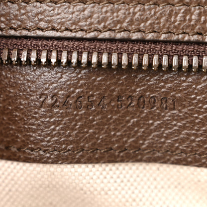 Gucci GG Supreme Monogram Textured Dollar Calfskin Web Small Ophidia Savoy Bowling Tote Beige Ebony New Acero 7 of 13