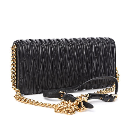 Miu Miu Nappa Matelasse Wallet On Chain Black 3 of 12