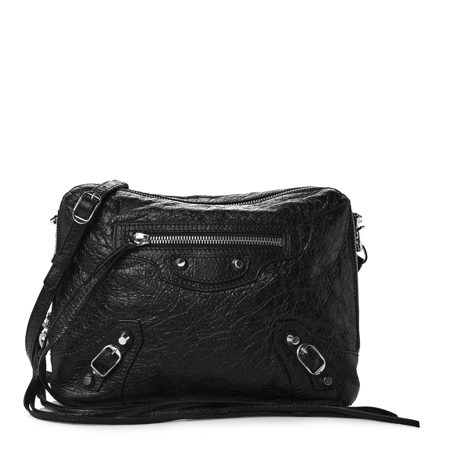 Agneau Classic SIlver Hardware XS Reporter Crossbody Black
