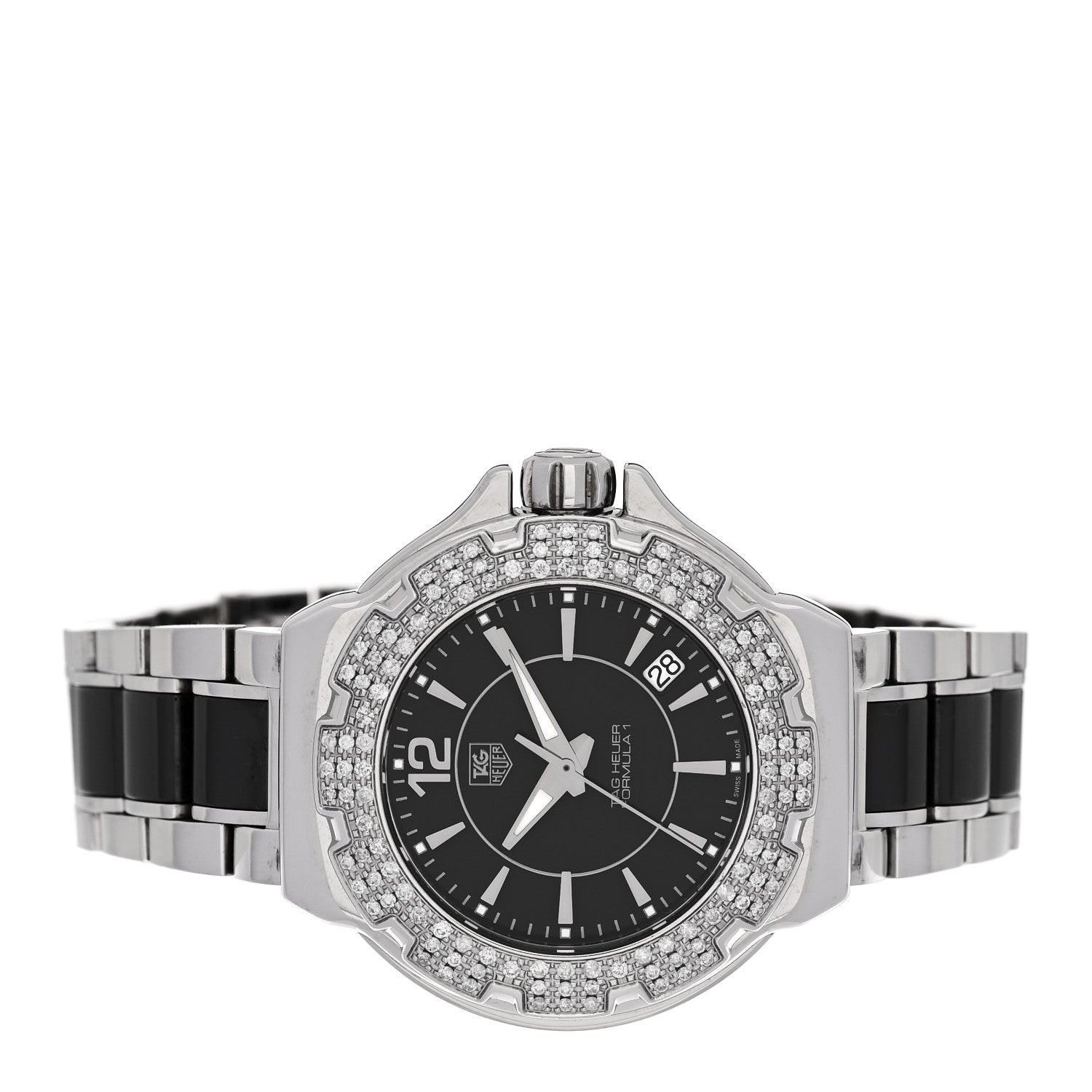 Tag Heuer Stainless Steel Ceramic Diamond Bezel 34mm Formula 1 Lady Quartz Watch Black WAH1214 2 of 4