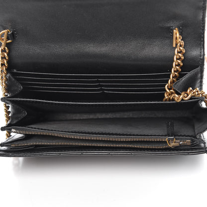 Gucci Calfskin Matelasse GG Marmont Chain Wallet Black 5 of 14
