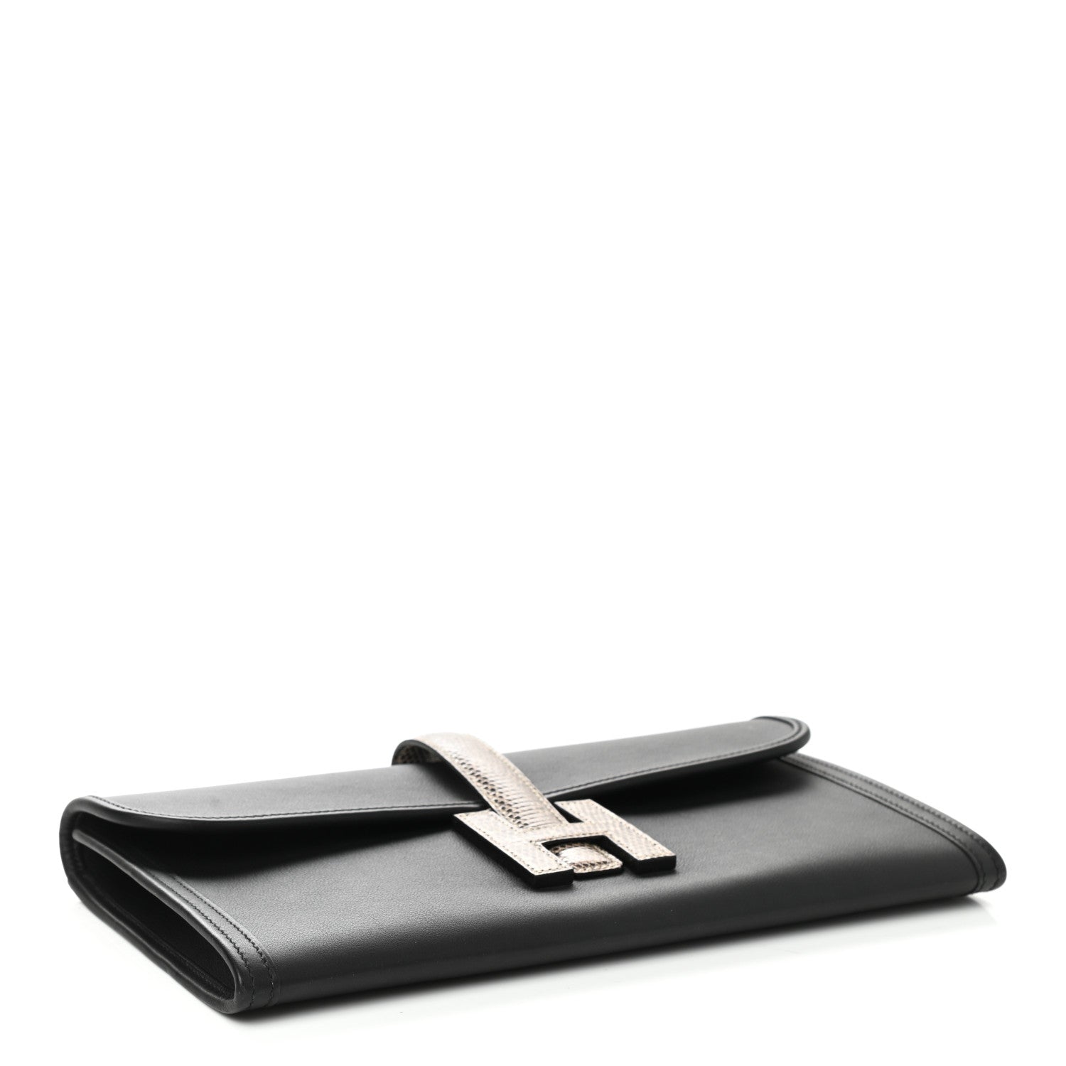 Hermes Swift Lizard Jige Elan Touch 29 Clutch Black Ombre 4 of 7