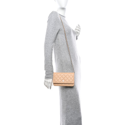 Chanel Caviar Quilted Wallet on Chain WOC Beige 2 of 13