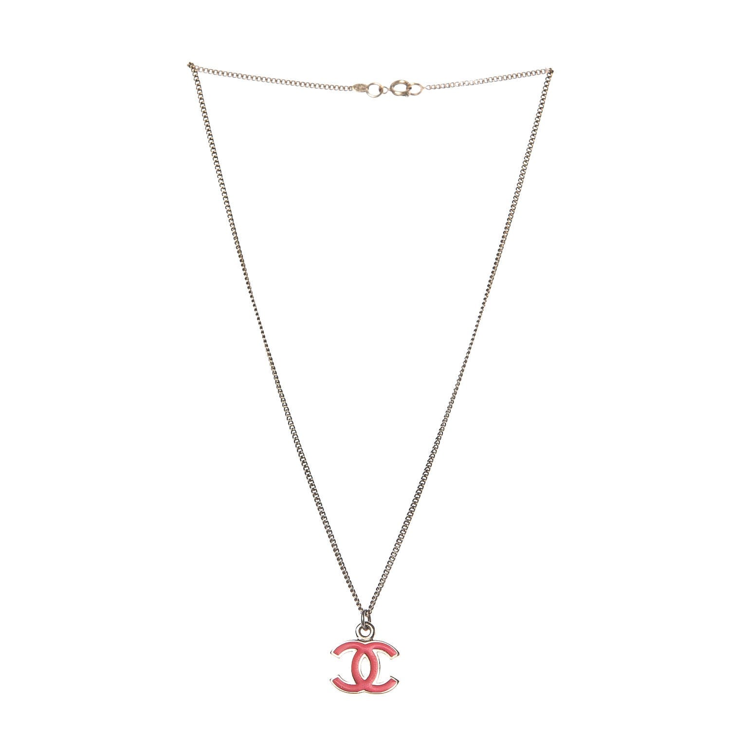 Chanel Resin CC Necklace Coral 3 of 4