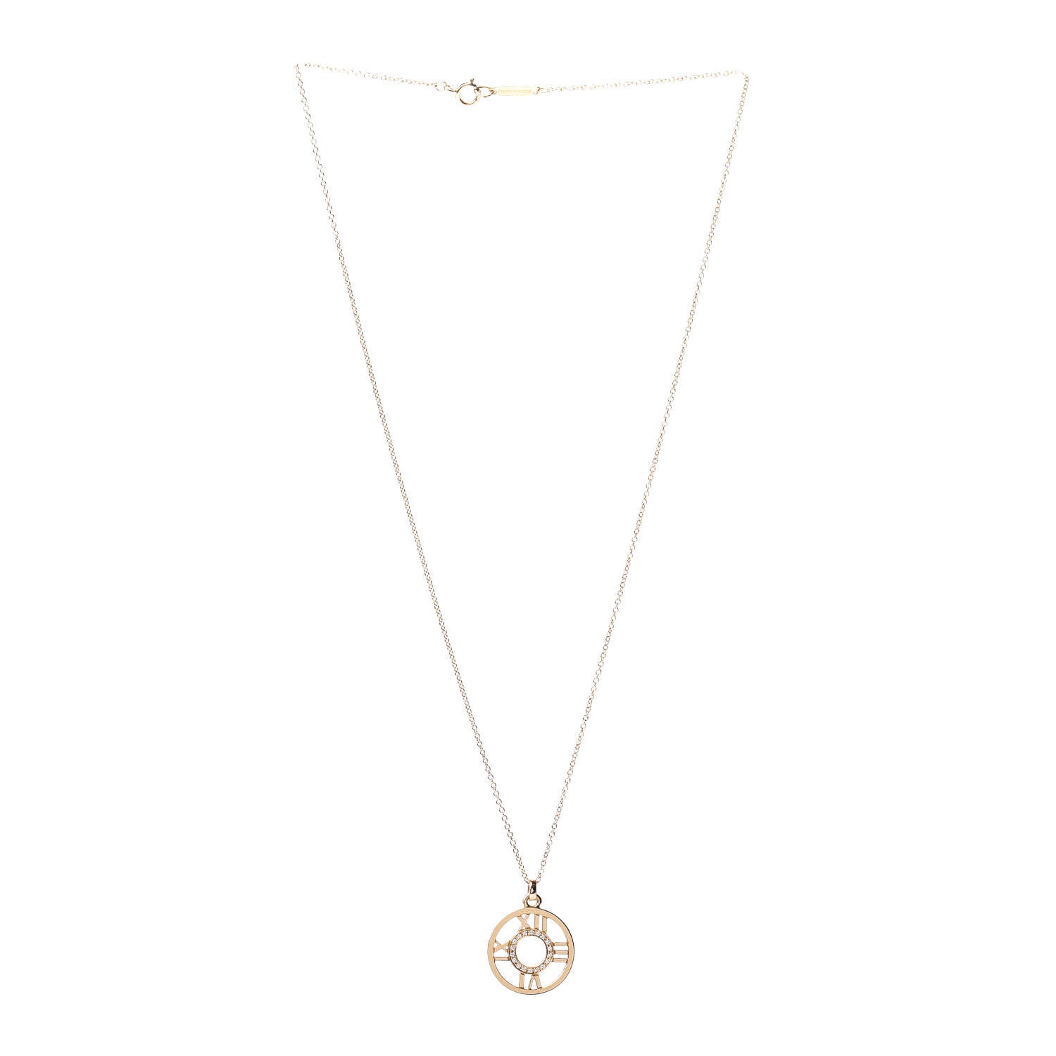 Tiffany 18K Yellow Gold Diamond Small Atlas Open Pendant Necklace 3 of 6