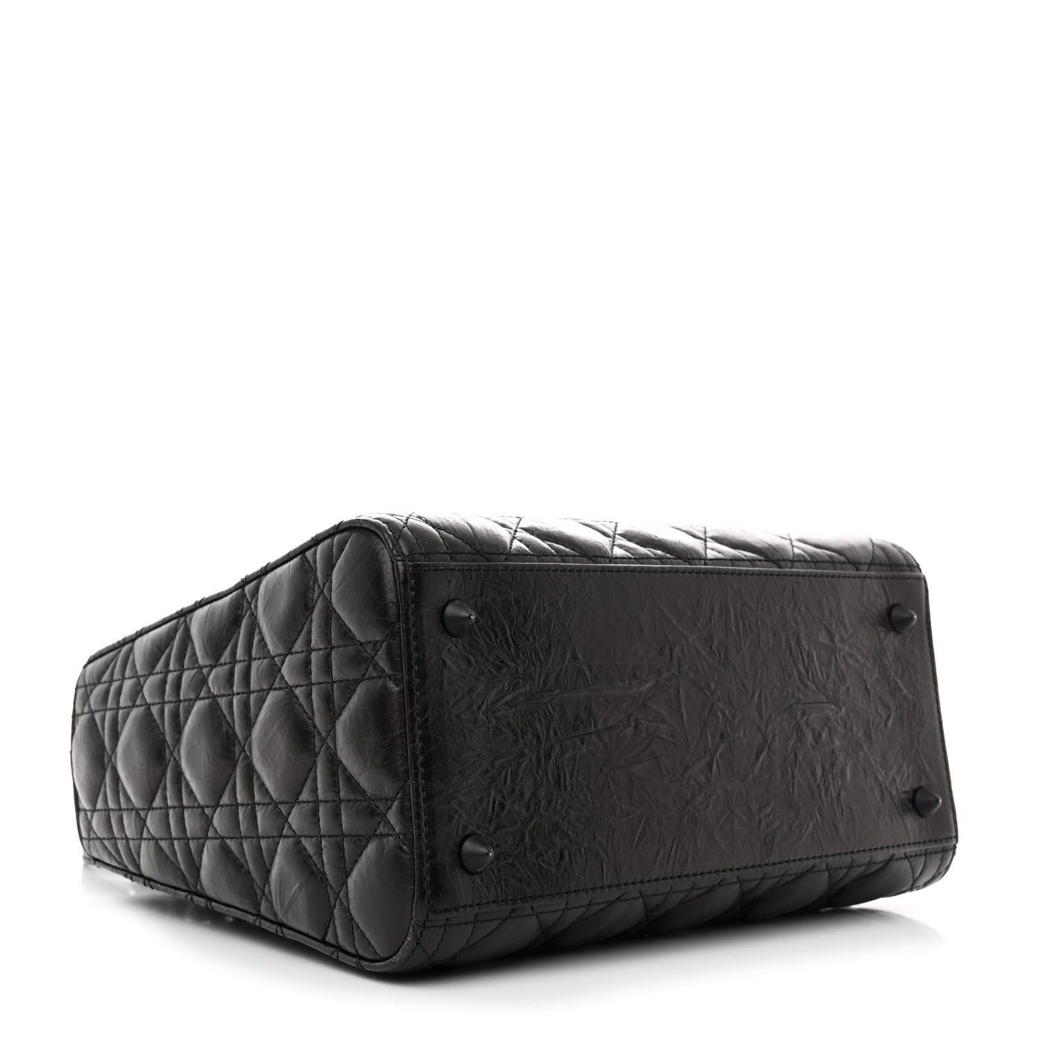 Christian Dior Crinkled Calfskin Cannage Medium Lady Dior Black 4 of 10