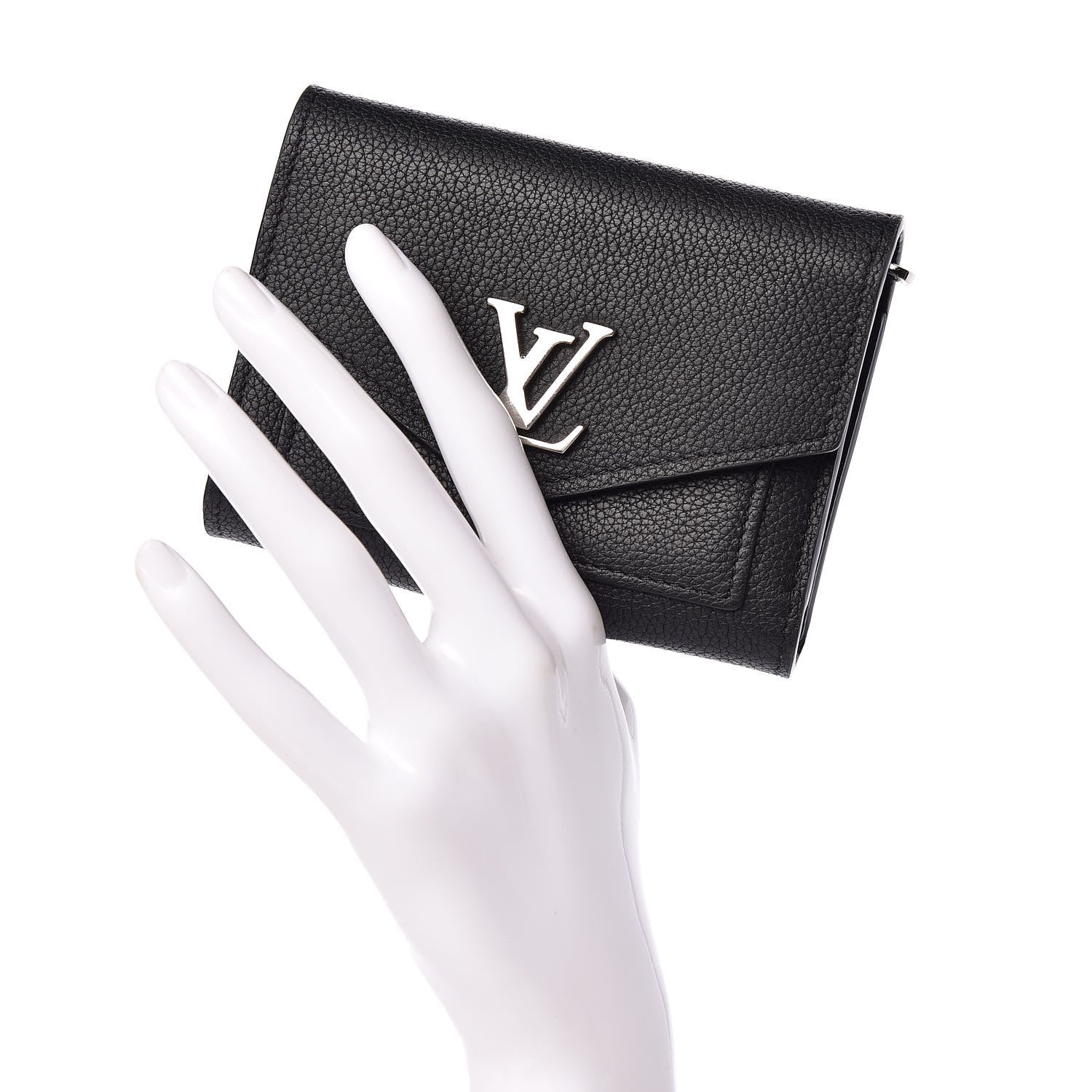 Louis Vuitton Soft Calfskin My Lockme Compact Wallet Black 2 of 7