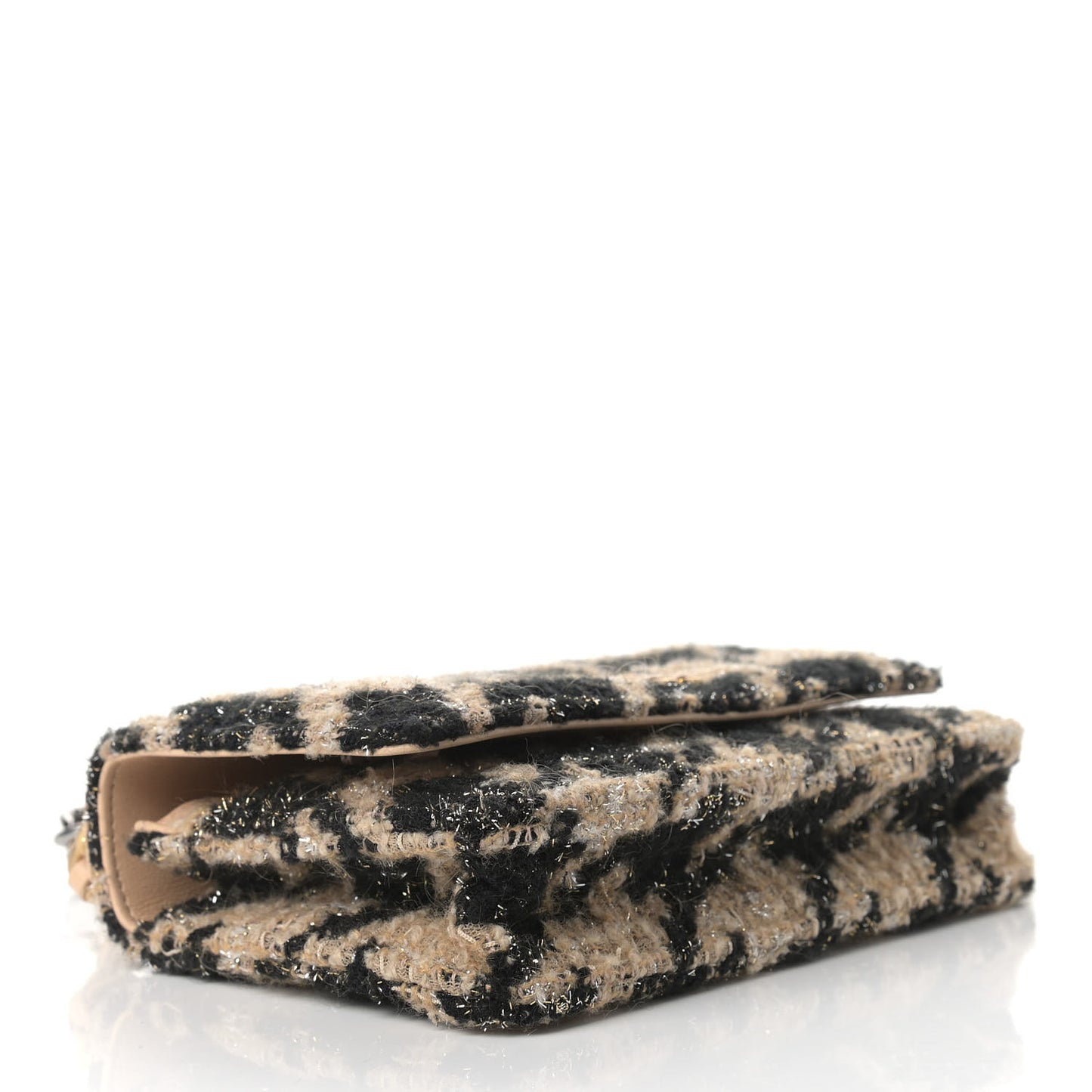 Wool Tweed Lambskin Quilted Chanel 19 Wallet On Chain WOC and Coin Purse Beige Black