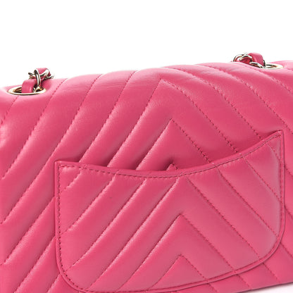 Chanel Lambskin Chevron Quilted Mini Rectangular Flap Fuchsia 10 of 12