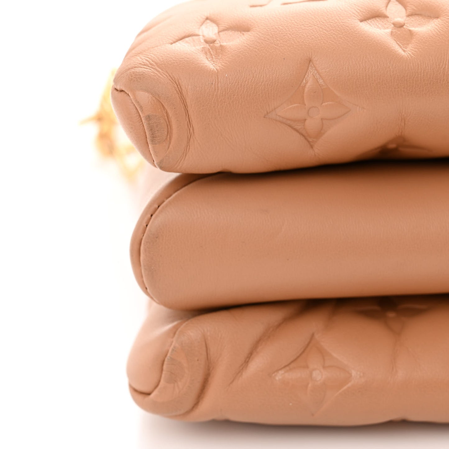Lambskin Embossed Monogram Coussin PM Camel
