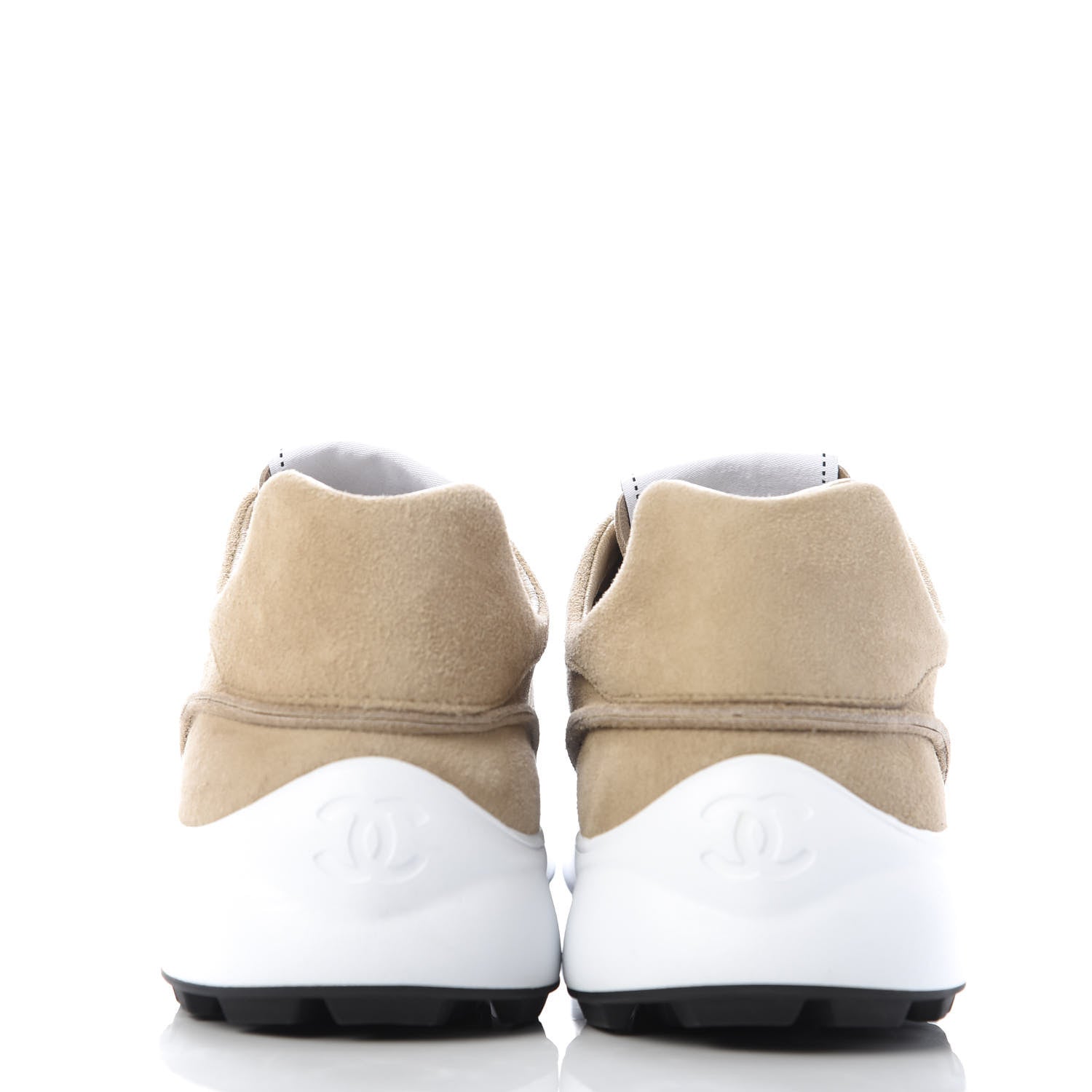 Chanel Goatskin Suede CC Sneakers 36.5 Beige 6 of 10
