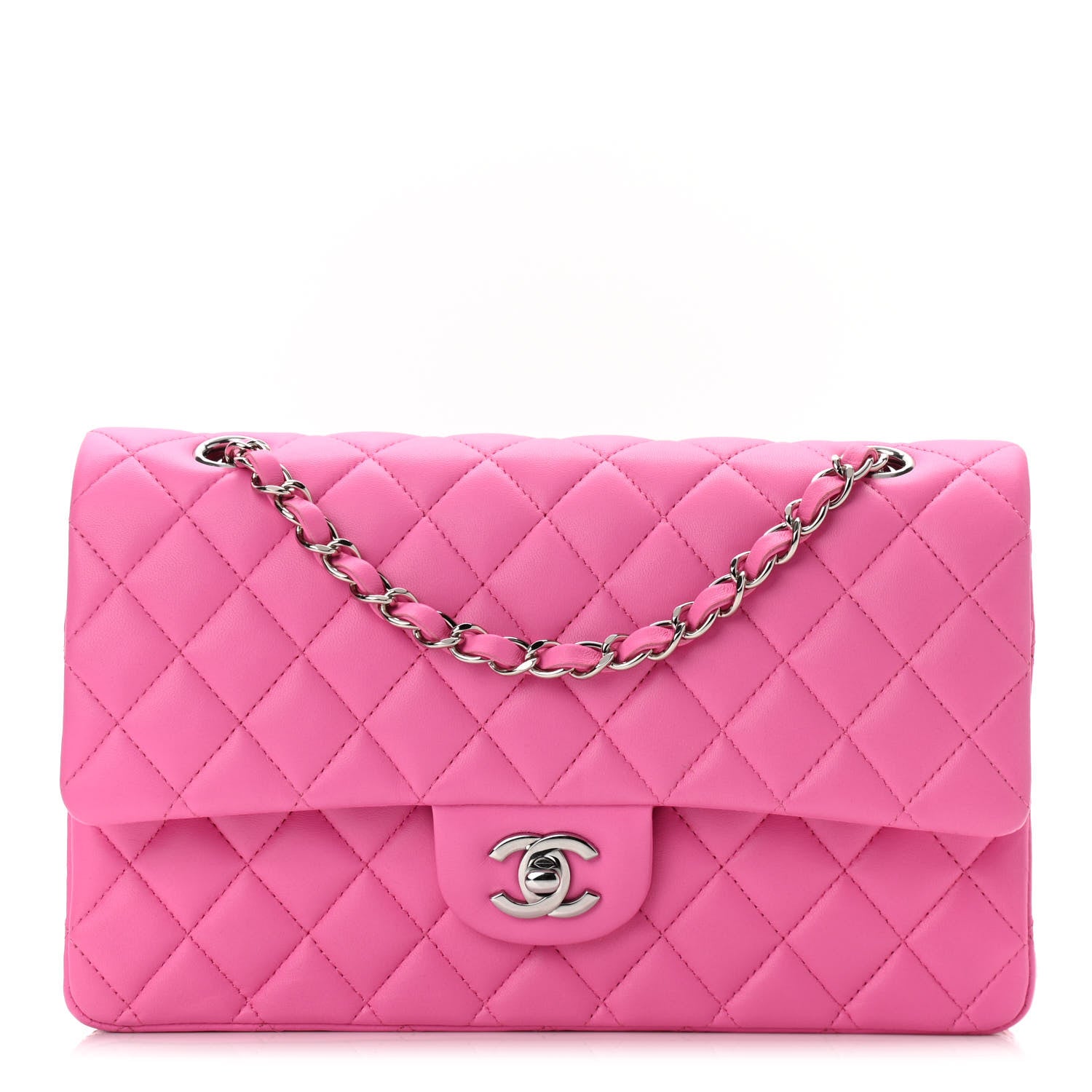 Chanel Lambskin Quilted Medium Double Flap Neon Pink 1 of 10